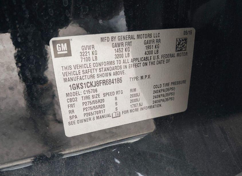 Photo 9 of 2015 Gmc Yukon DENALI (VIN 1GKS1CKJ8FR684186)