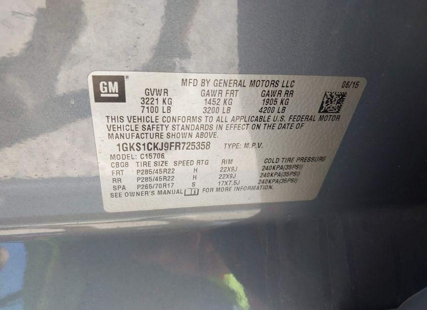 Photo 9 of 2015 Gmc Yukon DENALI (VIN 1GKS1CKJ9FR725358)