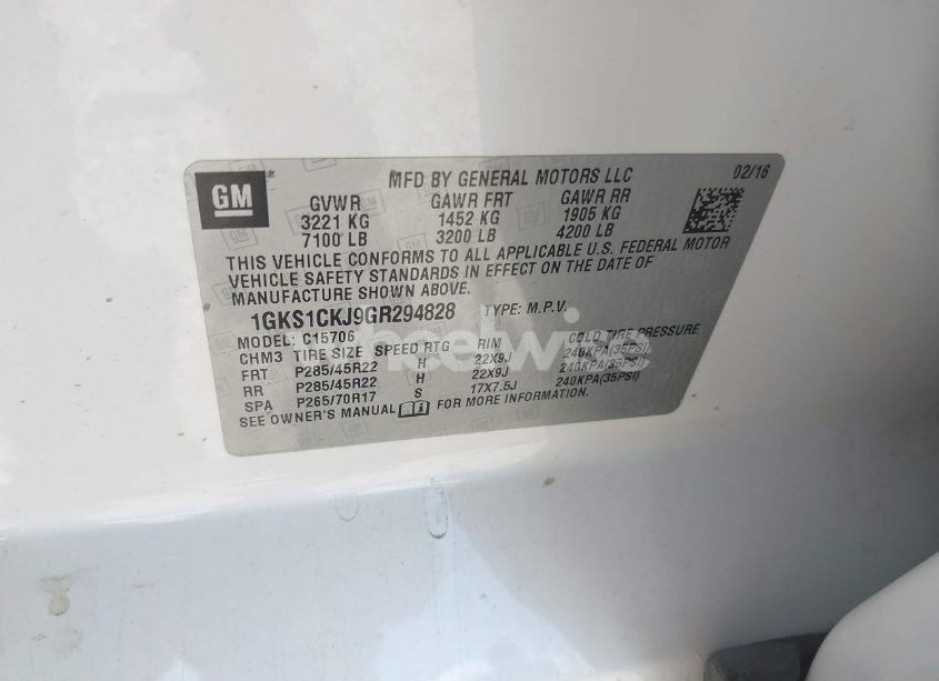 Photo 9 of 2016 Gmc Yukon DENALI (VIN 1GKS1CKJ9GR294828)