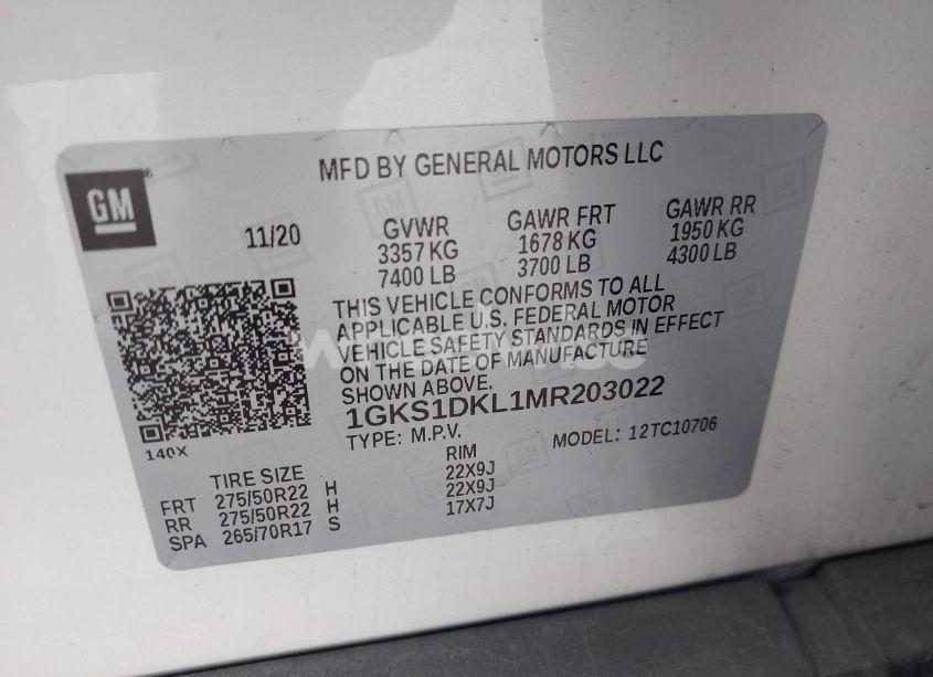 Photo 9 of 2021 Gmc Yukon 2WD DENALI (VIN 1GKS1DKL1MR203022)