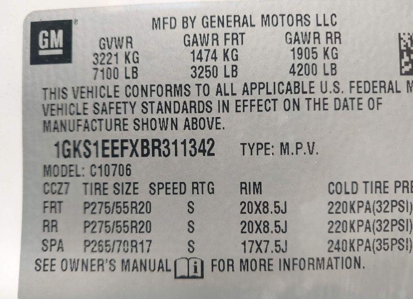 Photo 9 of 2011 Gmc Yukon DENALI (VIN 1GKS1EEFXBR311342)