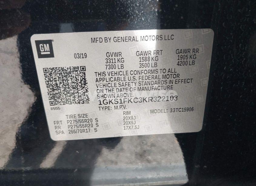 Photo 9 of 2019 Gmc Yukon XL SLE (VIN 1GKS1FKC3KR322103)