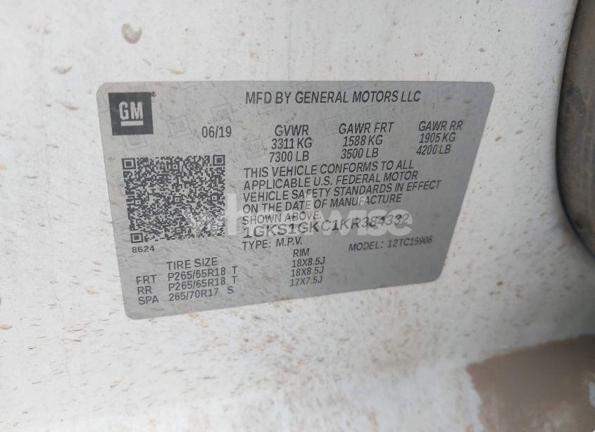 Photo 9 of 2019 Gmc Yukon XL SLT (VIN 1GKS1GKC1KR384332)