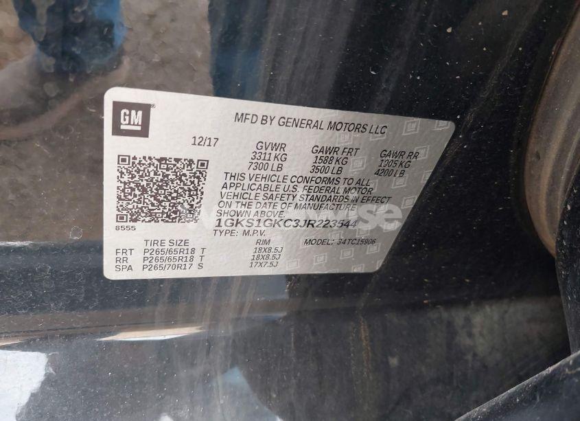 Photo 9 of 2018 Gmc Yukon XL SLT (VIN 1GKS1GKC3JR223544)