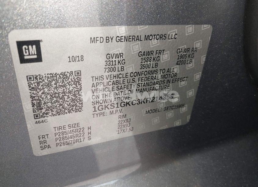 Photo 9 of 2019 Gmc Yukon XL SLT (VIN 1GKS1GKC3KR214358)