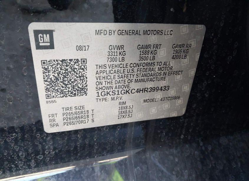 Photo 9 of 2017 Gmc Yukon XL SLT (VIN 1GKS1GKC4HR399433)