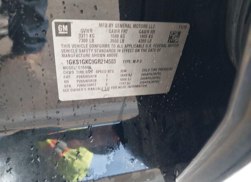 Photo 9 of 2016 Gmc Yukon XL SLT (VIN 1GKS1GKC9GR214503)