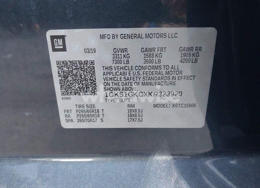 Photo 9 of 2019 Gmc Yukon XL SLT (VIN 1GKS1GKCXKR323920)