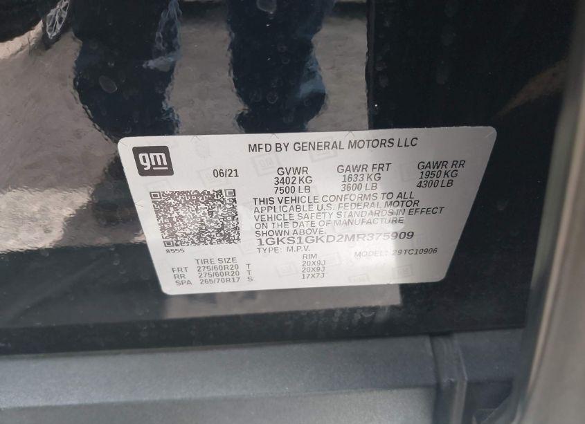 Photo 9 of 2021 Gmc Yukon XL 2WD SLT (VIN 1GKS1GKD2MR375909)