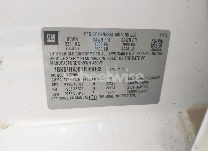 Photo 9 of 2017 Gmc Yukon XL DENALI (VIN 1GKS1HKJ0HR169182)