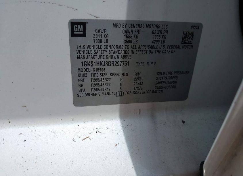 Photo 9 of 2016 Gmc Yukon XL DENALI (VIN 1GKS1HKJ8GR297751)