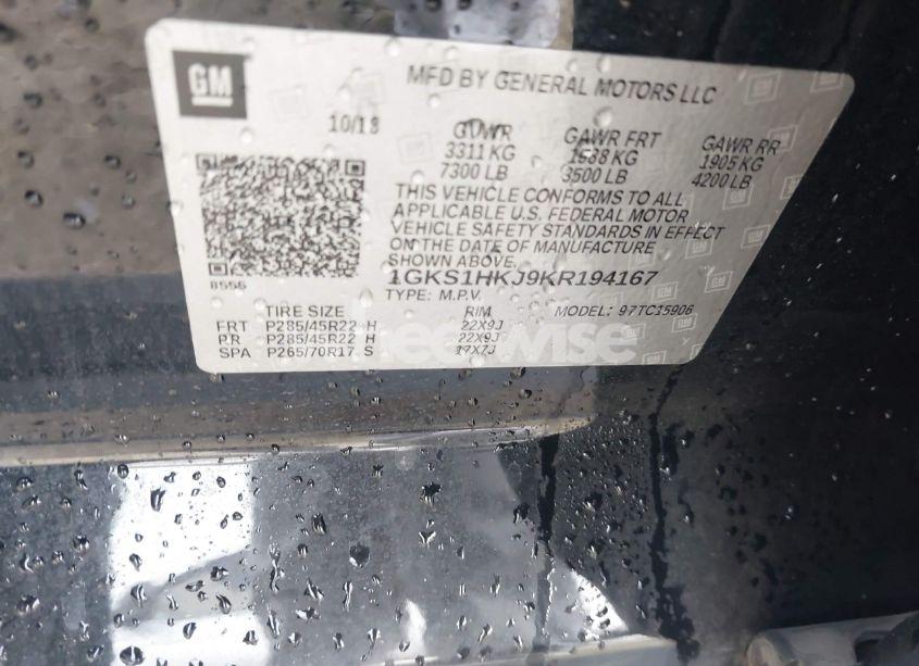 Photo 9 of 2019 Gmc Yukon XL DENALI (VIN 1GKS1HKJ9KR194167)