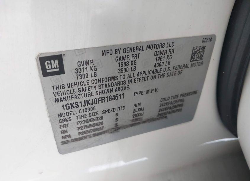 Photo 9 of 2015 Gmc Yukon XL 1500 DENALI (VIN 1GKS1JKJ0FR184611)