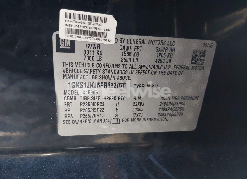 Photo 9 of 2015 Gmc Yukon XL 1500 DENALI (VIN 1GKS1JKJ5FR653076)