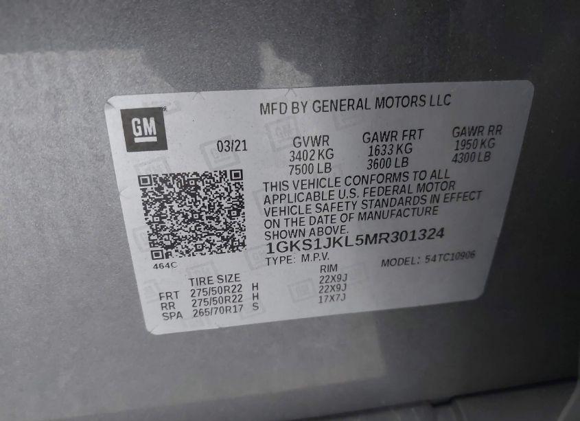 Photo 9 of 2021 Gmc Yukon XL 2WD DENALI (VIN 1GKS1JKL5MR301324)