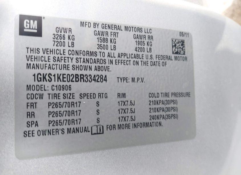 Photo 9 of 2011 Gmc Yukon XL 1500 SLT (VIN 1GKS1KE02BR334284)