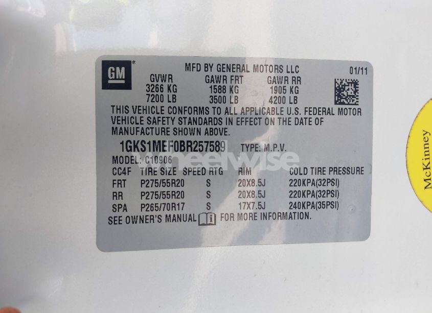 Photo 9 of 2011 Gmc Yukon XL 1500 DENALI (VIN 1GKS1MEF0BR257589)