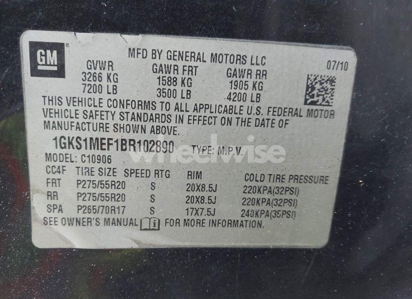 Photo 9 of 2011 Gmc Yukon XL 1500 DENALI (VIN 1GKS1MEF1BR102890)