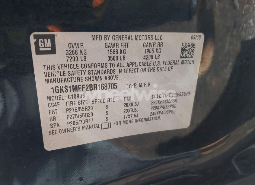 Photo 9 of 2011 Gmc Yukon XL 1500 DENALI (VIN 1GKS1MEF2BR168705)