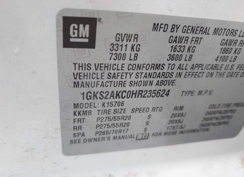 Photo 9 of 2017 Gmc Yukon SLE (VIN 1GKS2AKC0HR235624)