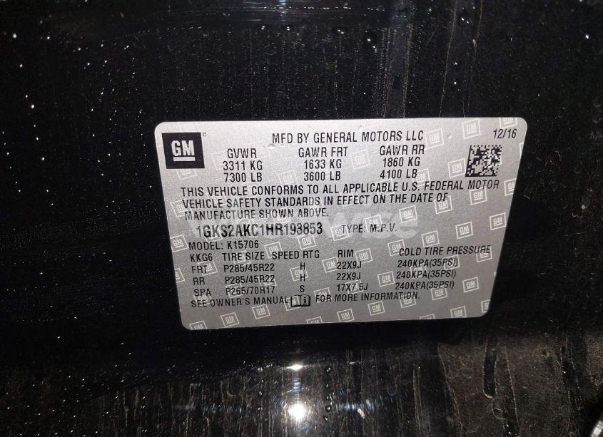 Photo 9 of 2017 Gmc Yukon SLE (VIN 1GKS2AKC1HR193853)