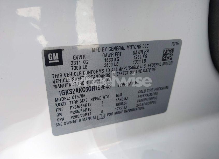 Photo 9 of 2016 Gmc Yukon SLE (VIN 1GKS2AKC6GR199646)