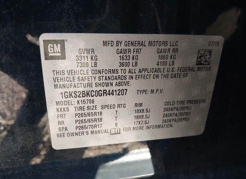 Photo 9 of 2016 Gmc Yukon SLT (VIN 1GKS2BKC0GR441207)