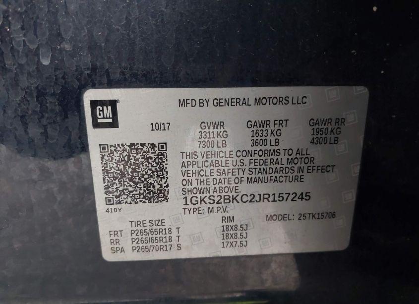 Photo 9 of 2018 Gmc Yukon SLT (VIN 1GKS2BKC2JR157245)