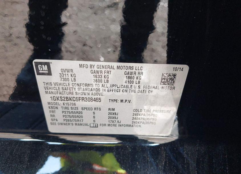 Photo 9 of 2015 Gmc Yukon SLT (VIN 1GKS2BKC6FR308465)