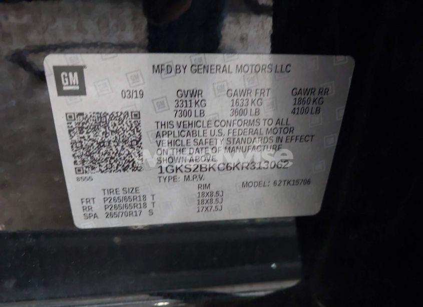 Photo 9 of 2019 Gmc Yukon SLT (VIN 1GKS2BKC6KR313062)