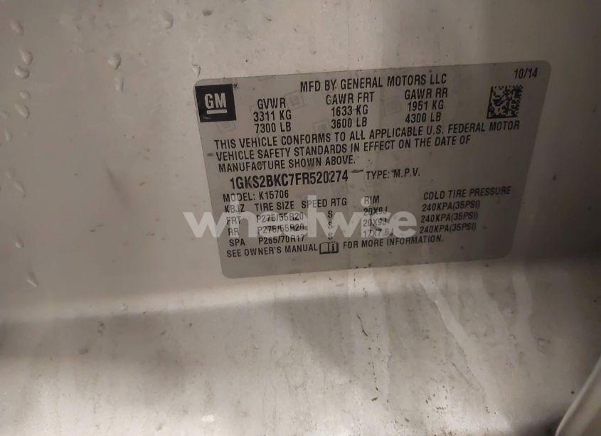 Photo 9 of 2015 Gmc Yukon SLT (VIN 1GKS2BKC7FR520274)