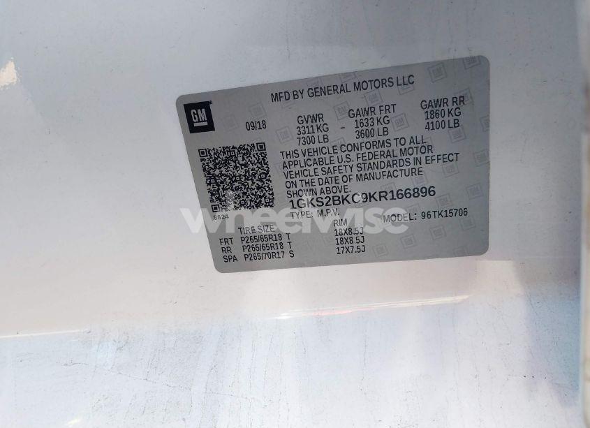 Photo 9 of 2019 Gmc Yukon SLT (VIN 1GKS2BKC9KR166896)