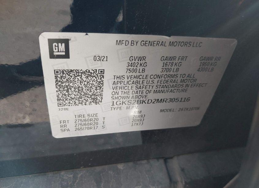 Photo 9 of 2021 Gmc Yukon 4WD SLT (VIN 1GKS2BKD2MR305116)