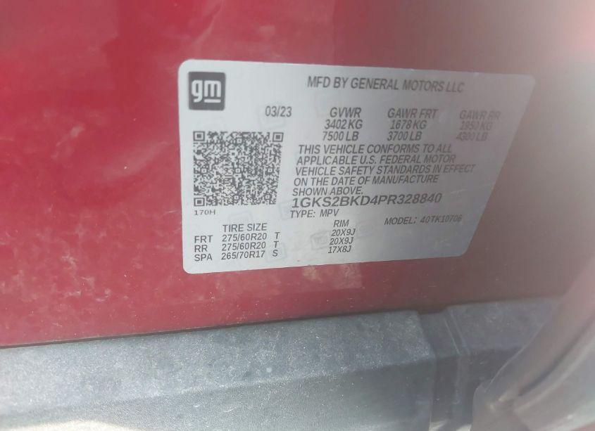 Photo 9 of 2023 Gmc Yukon 4WD SLT (VIN 1GKS2BKD4PR328840)