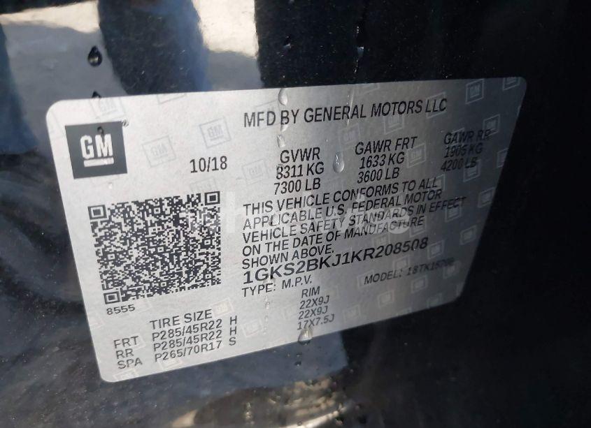 Photo 9 of 2019 Gmc Yukon SLT (VIN 1GKS2BKJ1KR208508)