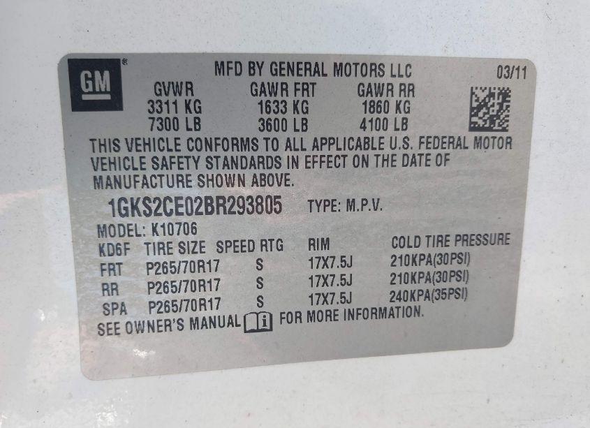 Photo 9 of 2011 Gmc Yukon SLT (VIN 1GKS2CE02BR293805)