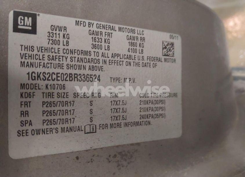 Photo 9 of 2011 Gmc Yukon SLT (VIN 1GKS2CE02BR336524)