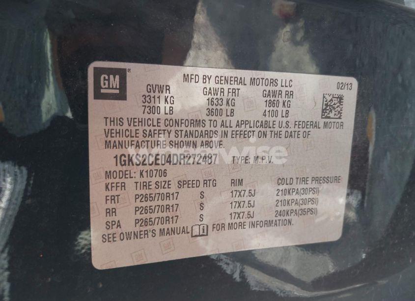 Photo 9 of 2013 Gmc Yukon SLT (VIN 1GKS2CE04DR272487)