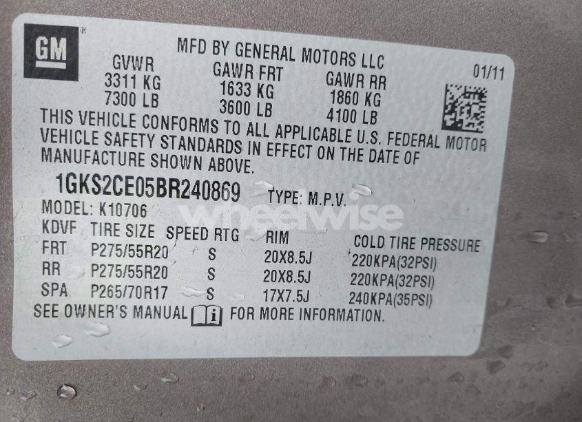 Photo 9 of 2011 Gmc Yukon SLT (VIN 1GKS2CE05BR240869)