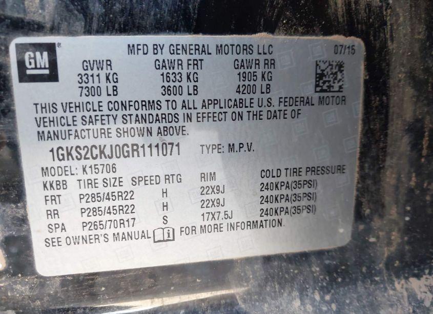 Photo 6 of 2016 Gmc Yukon DENALI (VIN 1GKS2CKJ0GR111071)