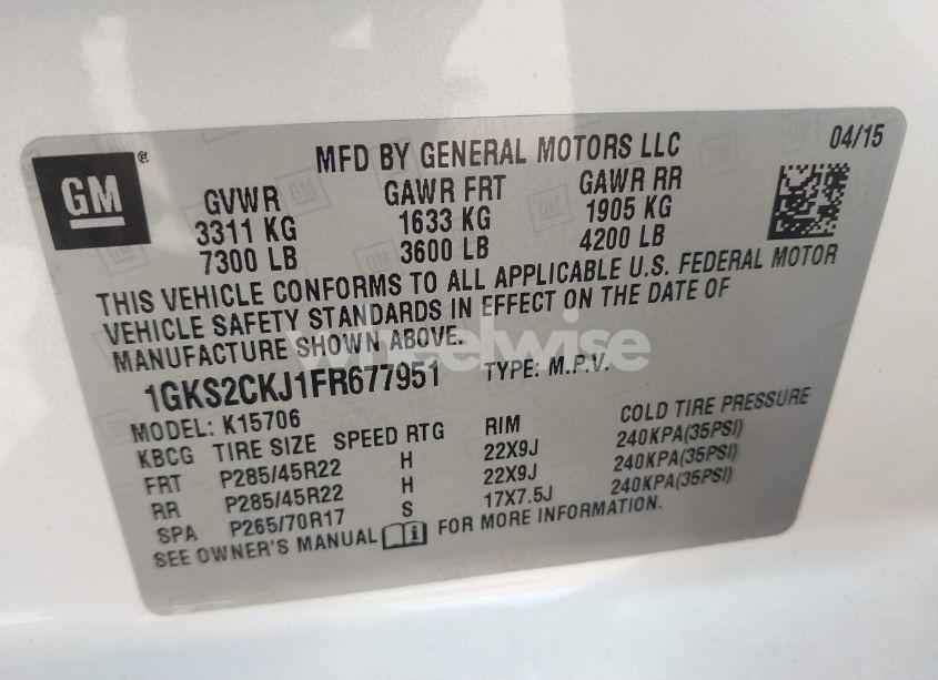 Photo 9 of 2015 Gmc Yukon DENALI (VIN 1GKS2CKJ1FR677951)