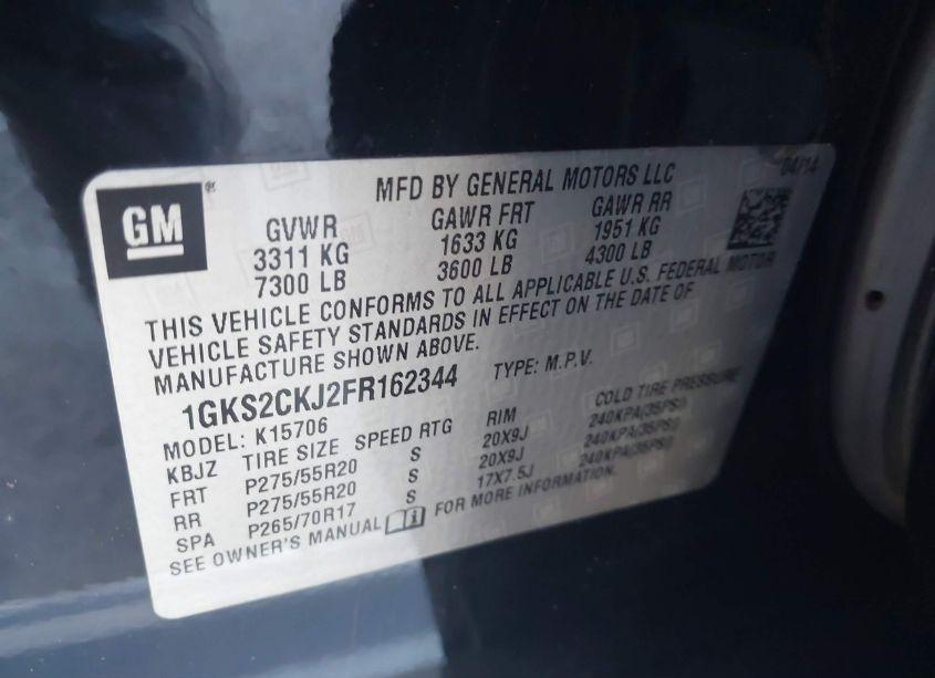 Photo 9 of 2015 Gmc Yukon DENALI (VIN 1GKS2CKJ2FR162344)
