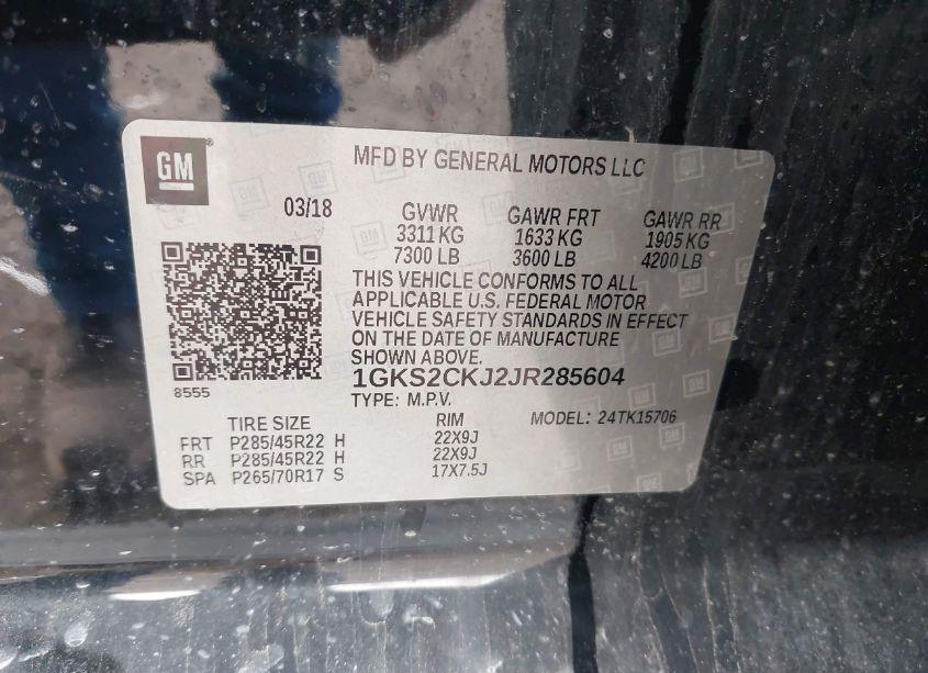 Photo 9 of 2018 Gmc Yukon DENALI (VIN 1GKS2CKJ2JR285604)