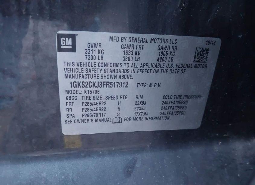 Photo 9 of 2015 Gmc Yukon DENALI (VIN 1GKS2CKJ3FR517912)