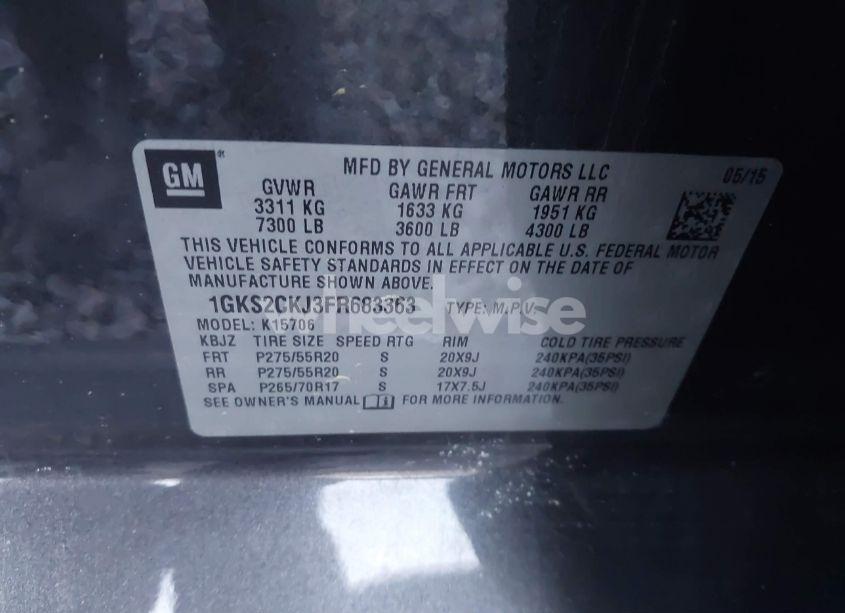 Photo 9 of 2015 Gmc Yukon DENALI (VIN 1GKS2CKJ3FR683363)