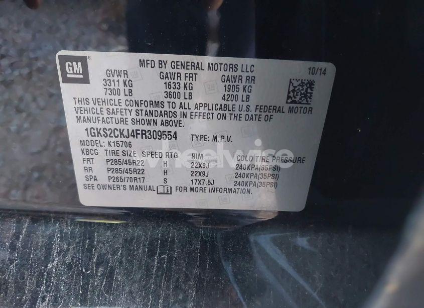 Photo 9 of 2015 Gmc Yukon DENALI (VIN 1GKS2CKJ4FR309554)