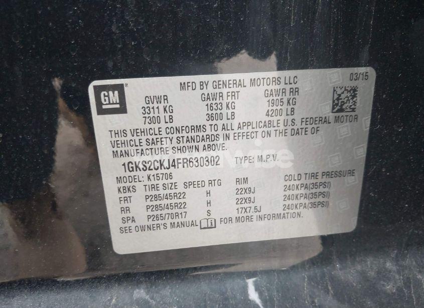 Photo 9 of 2015 Gmc Yukon DENALI (VIN 1GKS2CKJ4FR630302)