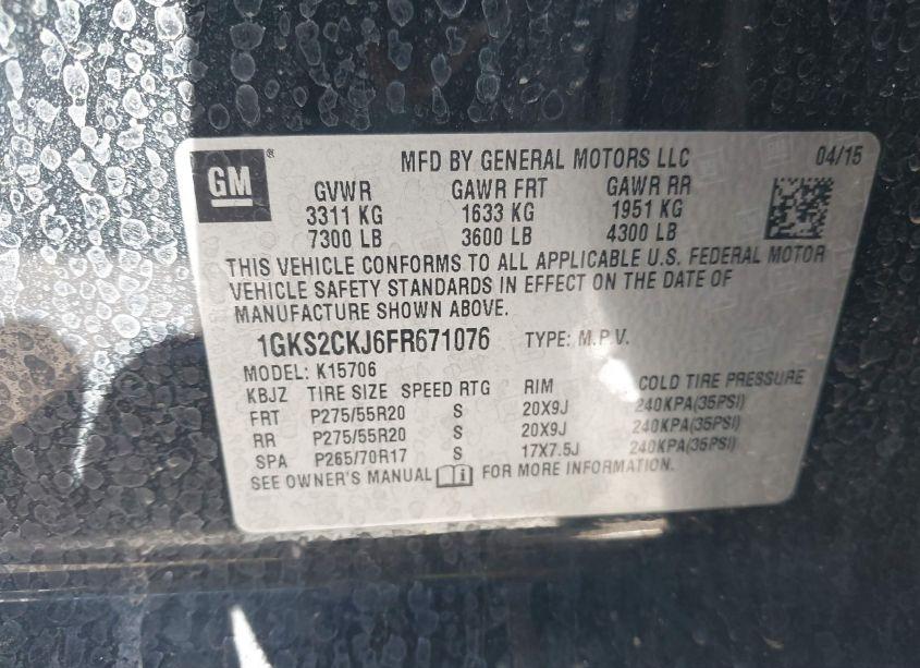 Photo 9 of 2015 Gmc Yukon DENALI (VIN 1GKS2CKJ6FR671076)