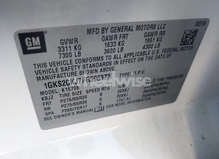 Photo 9 of 2015 Gmc Yukon DENALI (VIN 1GKS2CKJ7FR596372)