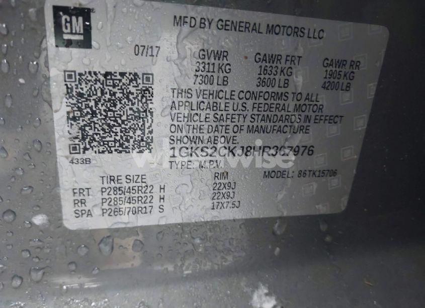 Photo 9 of 2017 Gmc Yukon DENALI (VIN 1GKS2CKJ8HR367976)